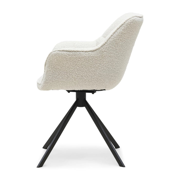 Carnaby Dining Arm Chair Turning Leg White Sand