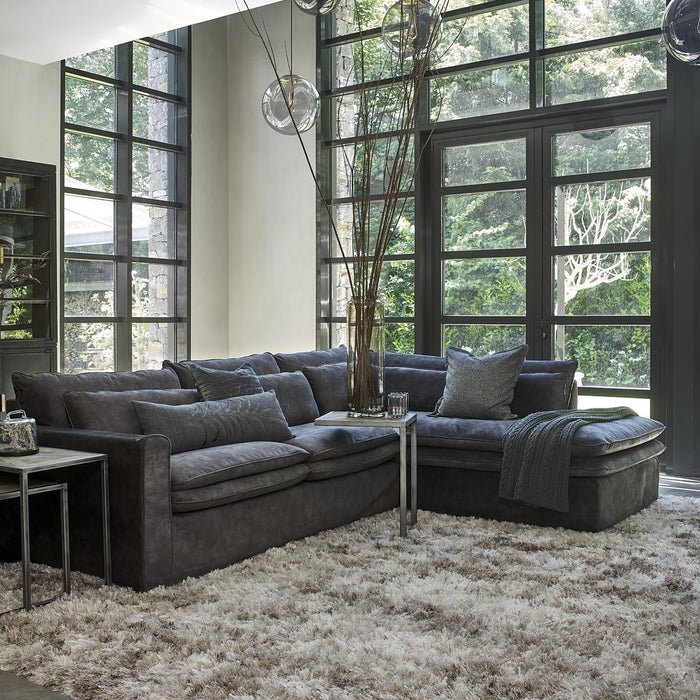 Continental Corner Sofa, velvet, grimaldi grey - Betten Ritter Living