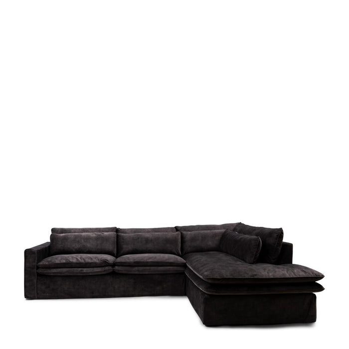 Continental Corner Sofa, velvet, grimaldi grey - Betten Ritter Living