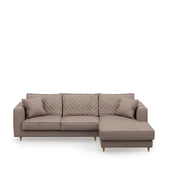 Kendall Sofa With Chaise Longue, scottish suede, brown sugar - Betten Ritter Living