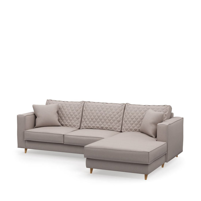 Kendall Sofa With Chaise Longue, celtic weave, pebbles stone - Betten Ritter Living