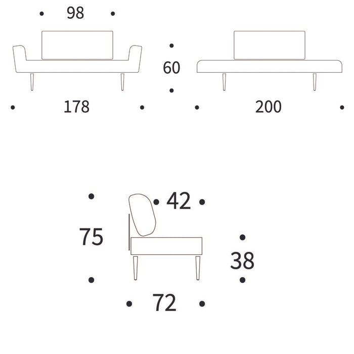 Klappsofa Zeal Bouclé Beige 70x200 Styletto