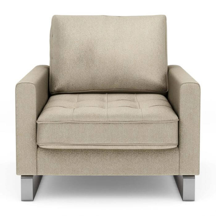 West Houston Armchair, velvet, pearl