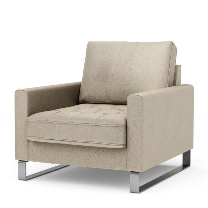 West Houston Armchair, velvet, pearl