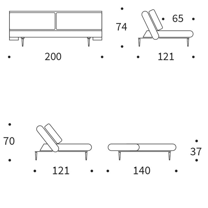 Klappsofa Unfurl Lounger Corduroy Ivory 140x200 cm