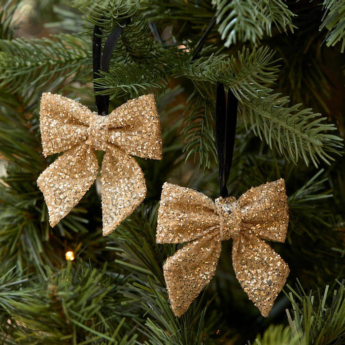 Mini Bow Ornament gold 2 pieces