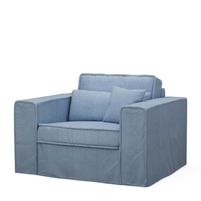 Metropolis Love Seat, washed cotton, ice blue - Betten Ritter Living