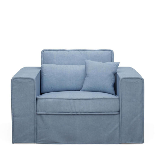 Metropolis Love Seat, washed cotton, ice blue - Betten Ritter Living