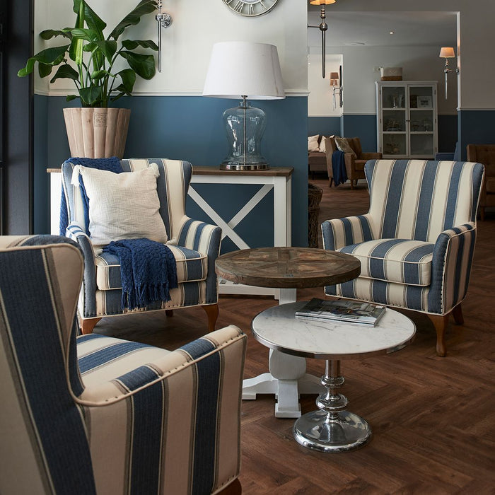 Cavendish Armchair, blue stripe - Betten Ritter Living