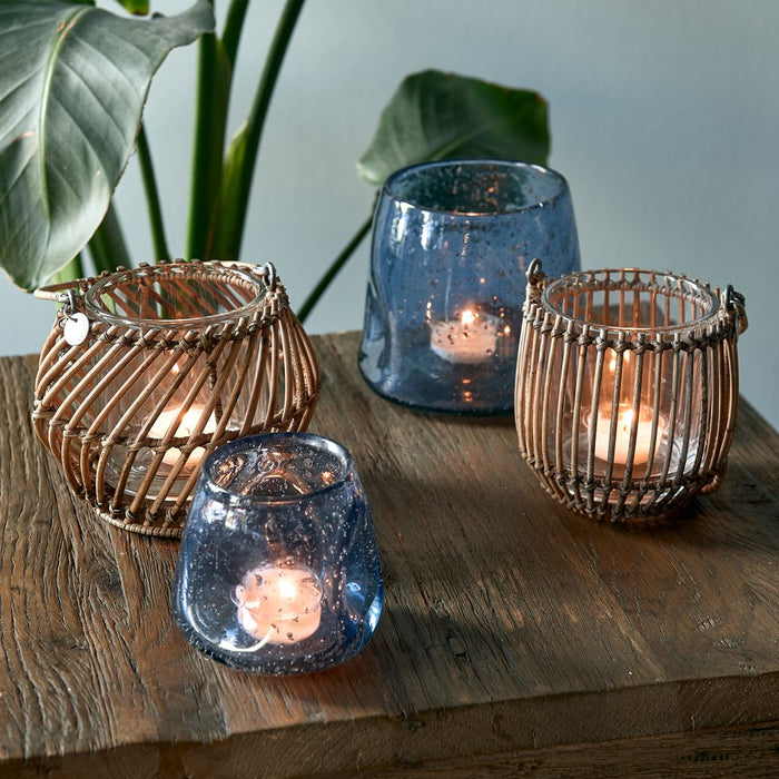 Rustic Rattan Diagonal Weave Votive - Betten Ritter Living