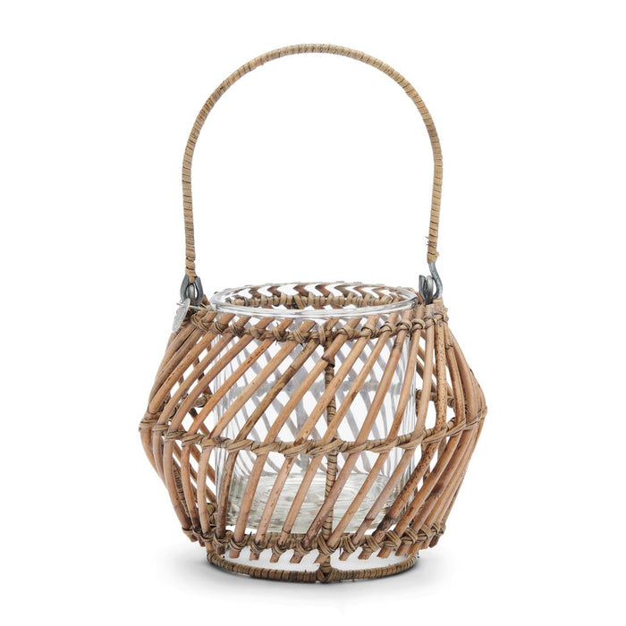 Rustic Rattan Diagonal Weave Votive - Betten Ritter Living