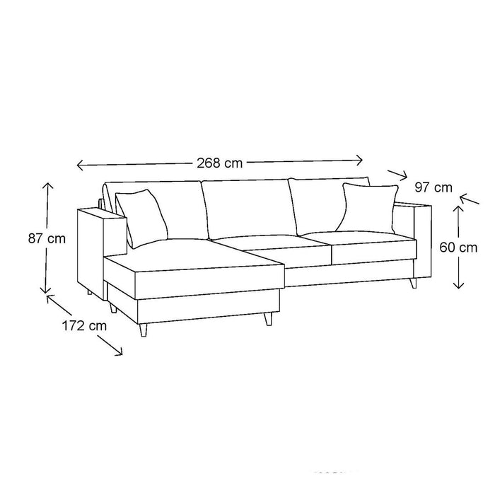 Kendall Sofa With Chaise Longue, oxford weave - Betten Ritter Living