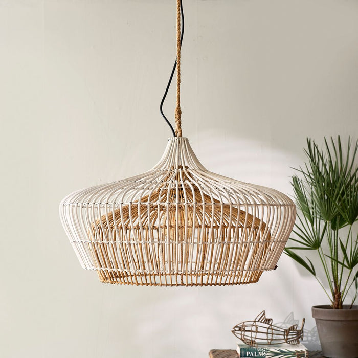 Rustic Rattan Double Layer Hanging Lamp - Betten Ritter Living