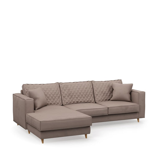 Kendall Sofa With Chaise Longue, scottish suede, brown sugar - Betten Ritter Living