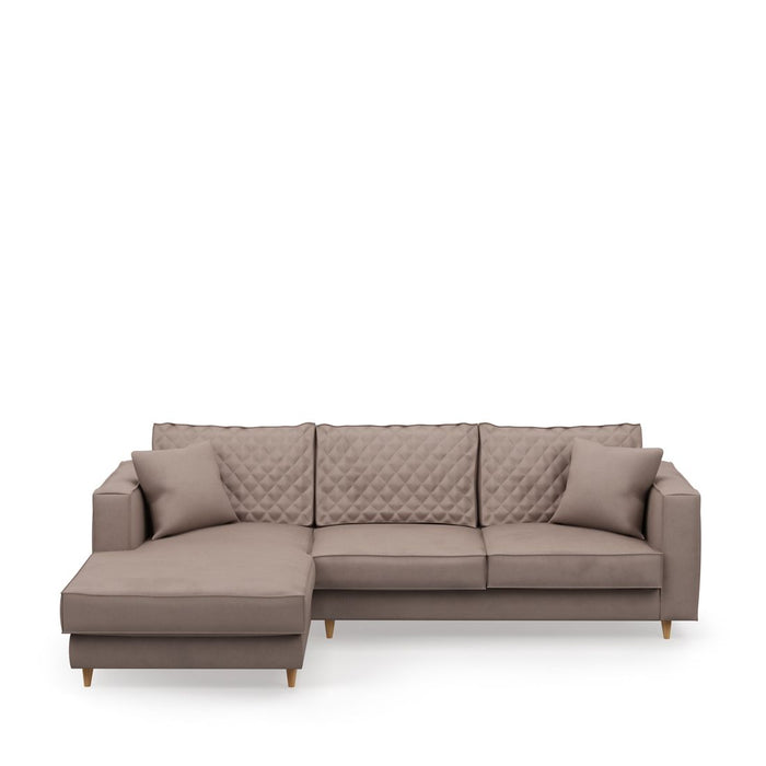 Kendall Sofa With Chaise Longue, scottish suede, brown sugar - Betten Ritter Living