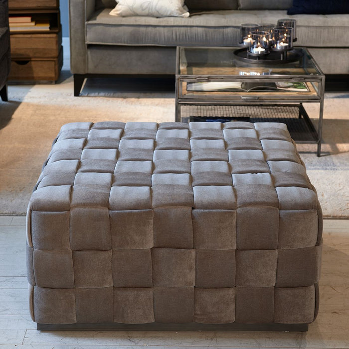 Room 48 Footstool XL, fine tweed, pebbles - Betten Ritter Living