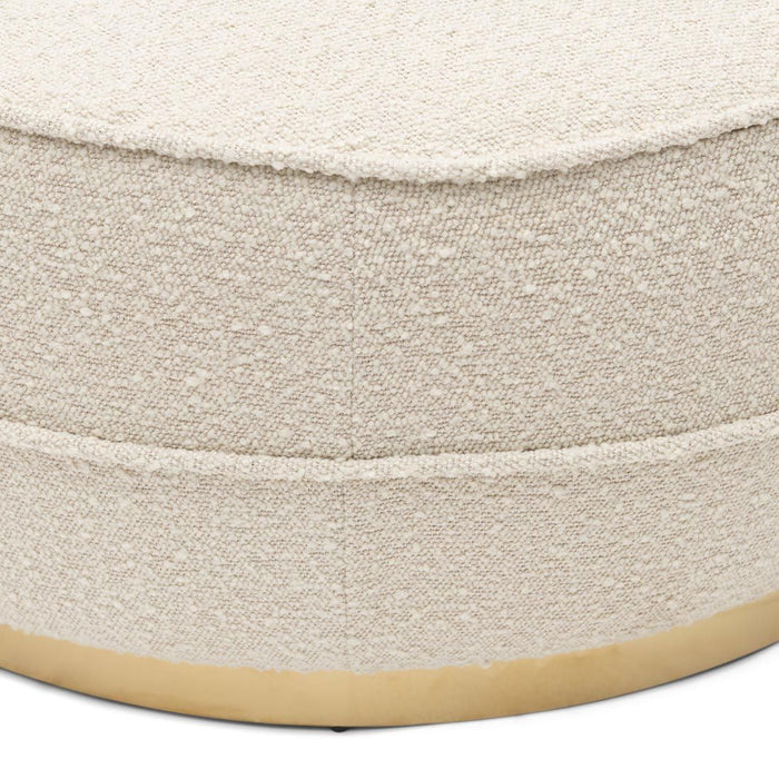 Taylor Footstool Dia 80, bouclé, white sand - Betten Ritter Living