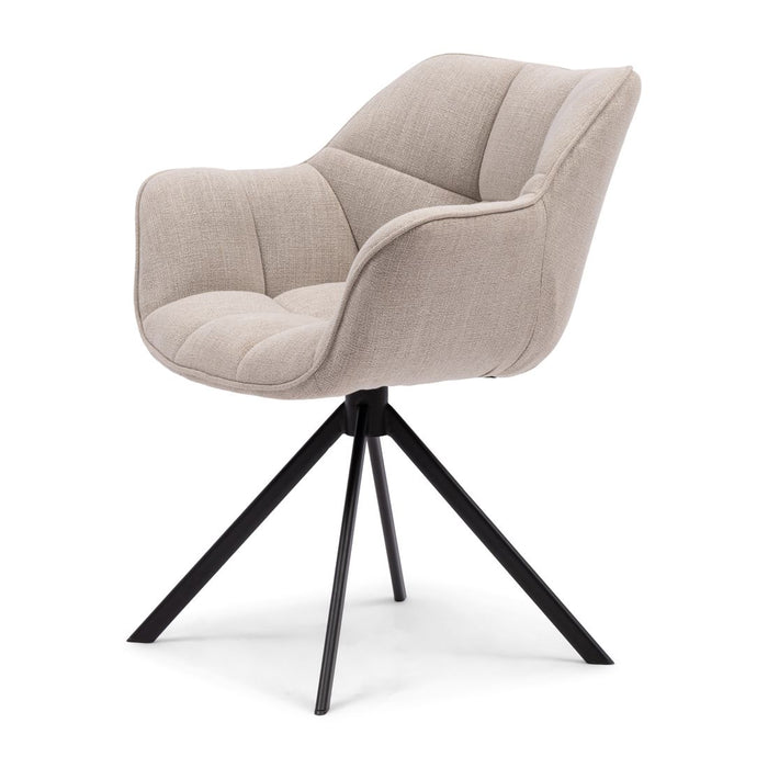 Carnaby Dining Armchair Turning Leg, mouliné linen, fabulous flax - Betten Ritter Living