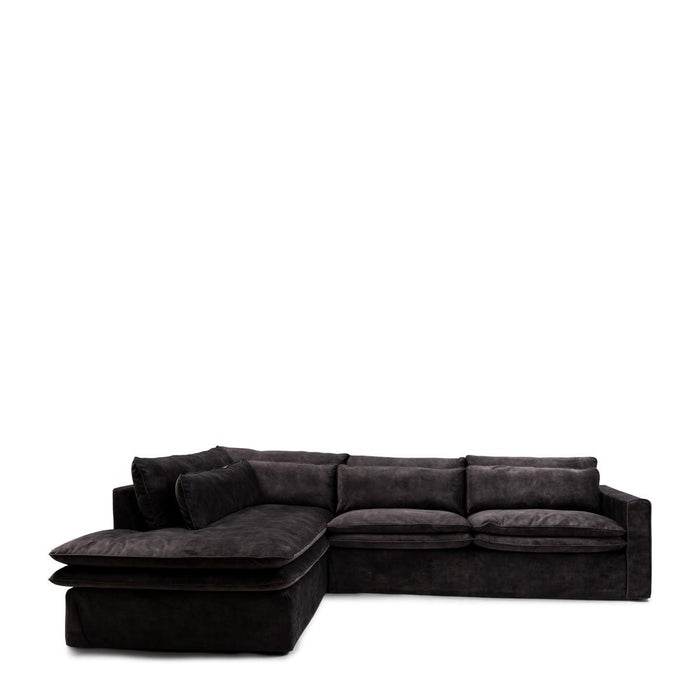 Continental Corner Sofa, velvet, grimaldi grey - Betten Ritter Living