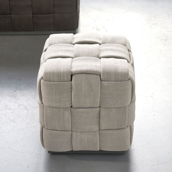 Room 48 Stool 40x40, mouliné linen, fabulous flax - Betten Ritter Living