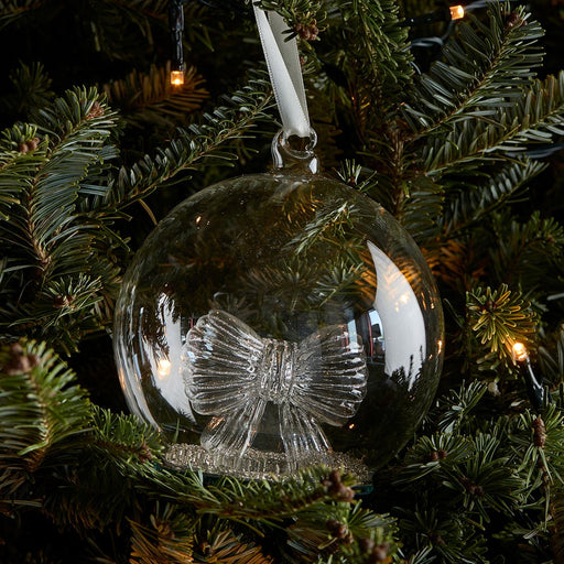 Weihnachtskugel Glittery Bow, Silber, Ø12cm - Betten Ritter Living